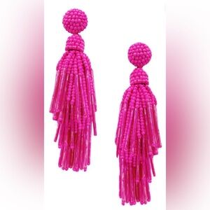 Nordstrom boho tassel fringe beaded pink earrings